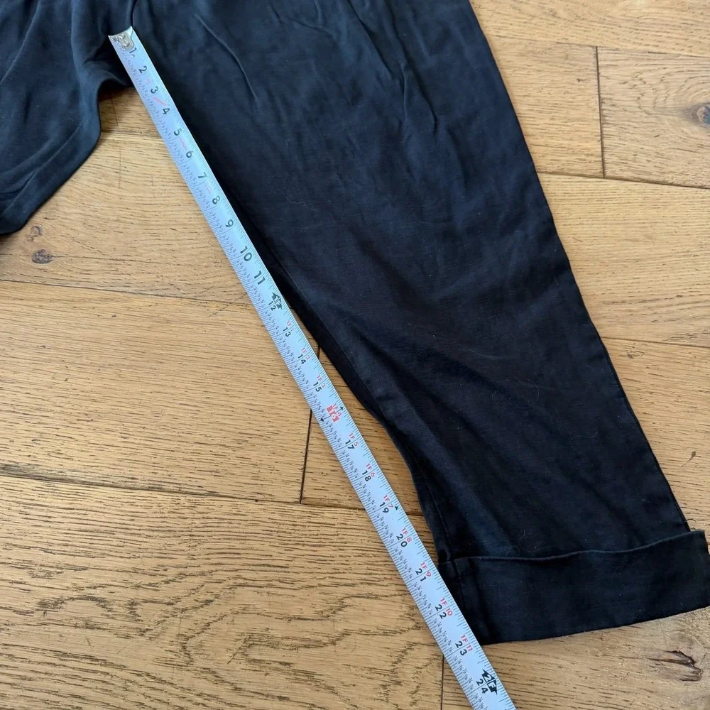 ISSI Athens Black 100% Linen‎ Pleated Tapered Trousers Size 3 SS180311 (1401)